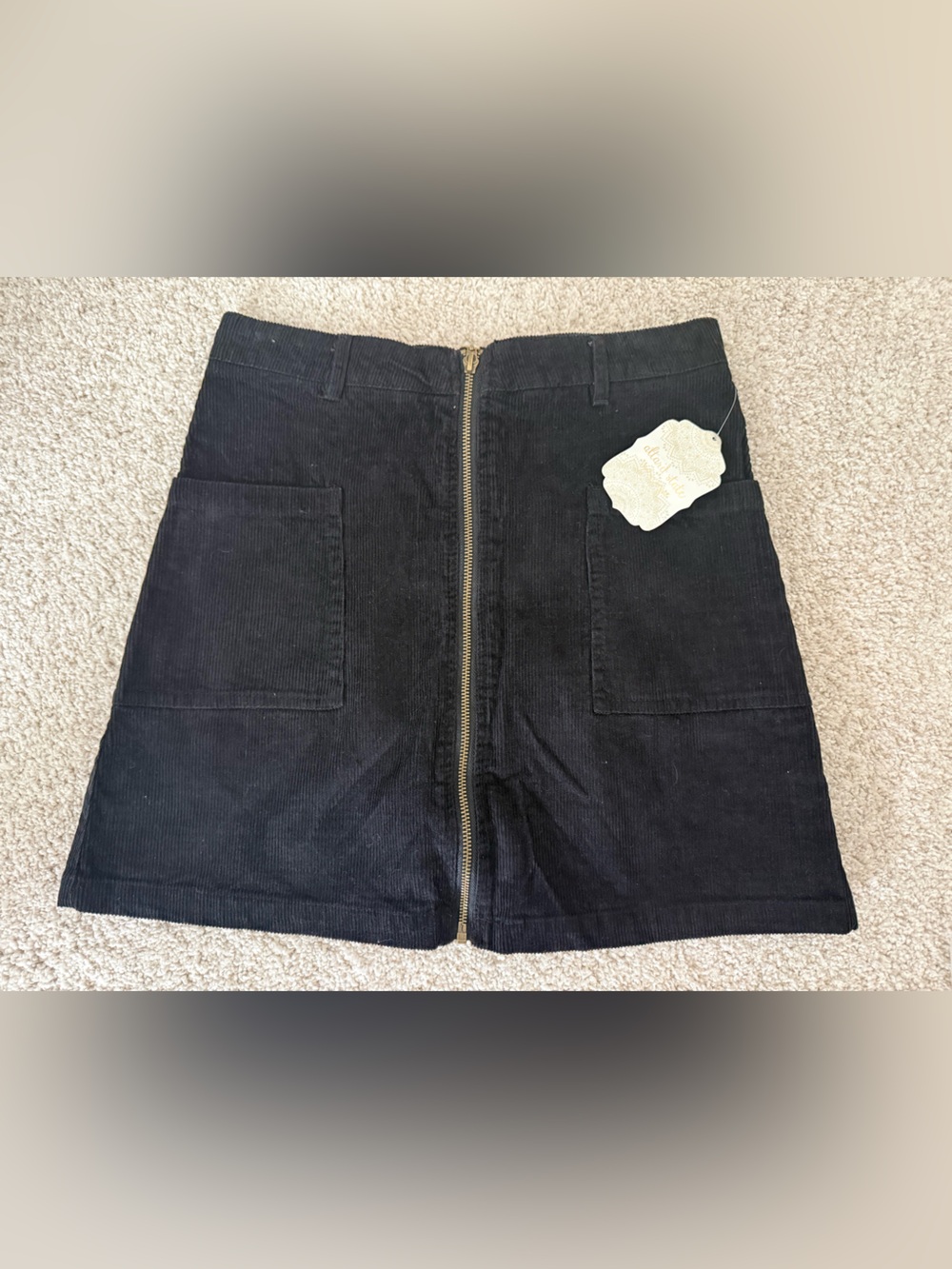 NWT Altar’d State Corduroy Black Mini Skirt Sz Medium Academia